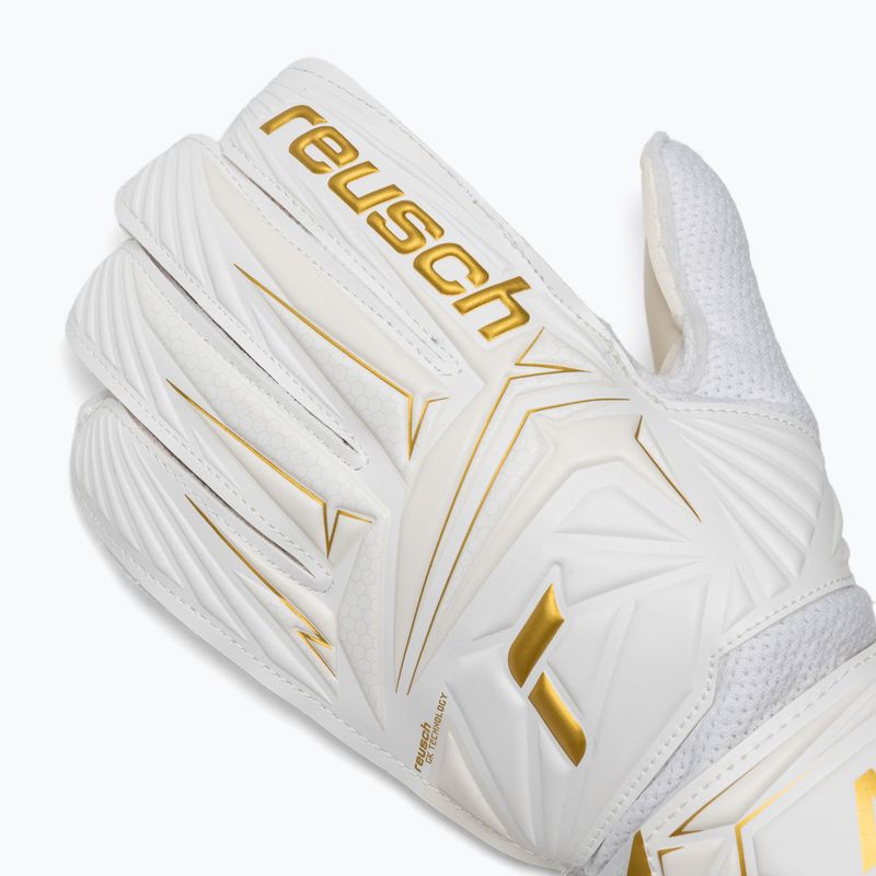 Dětské brankářské rukavice Reusch Attrakt AB1 Solid Junior white/gold 4