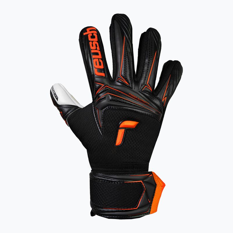 Dětské brankářské rukavice Reusch Attrakt Advance Finger Support Junior black/shocking orange 2