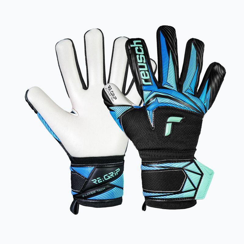 Dětské brankářské rukavice Reusch Attrakt RE:GRIP NC Junior black/ocean light 2