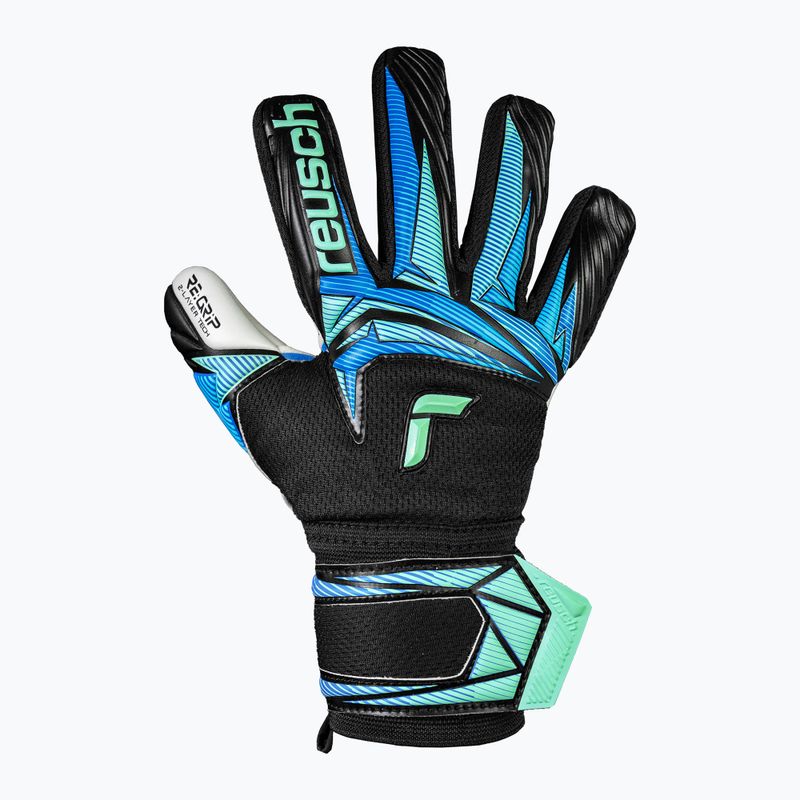 Dětské brankářské rukavice Reusch Attrakt RE:GRIP NC Junior black/ocean light 3