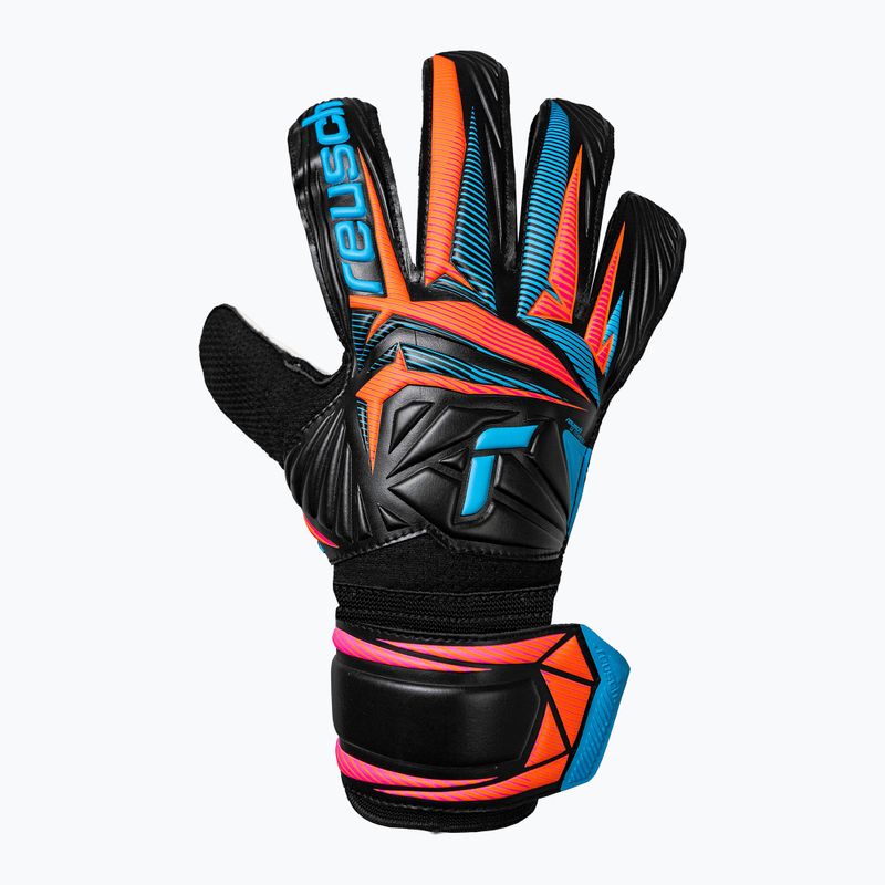 Brankářské rukavice Reusch Attrakt Solid black/aqua blue/shocking orange 2