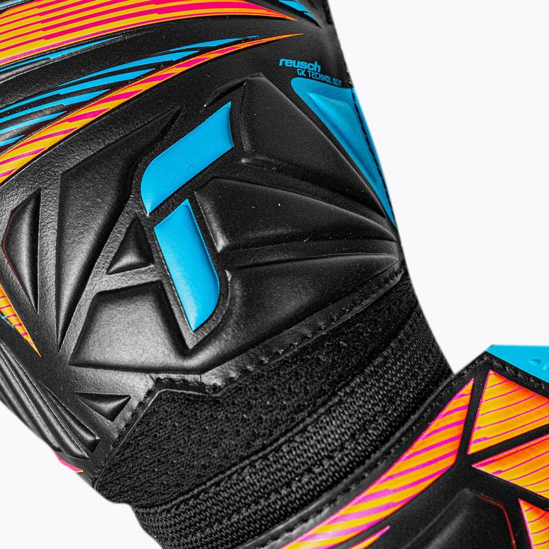 Brankářské rukavice Reusch Attrakt Solid black/aqua blue/shocking orange 5