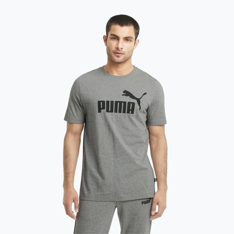 Pánské tričko  PUMA Ess Logo Tee medium gray heather