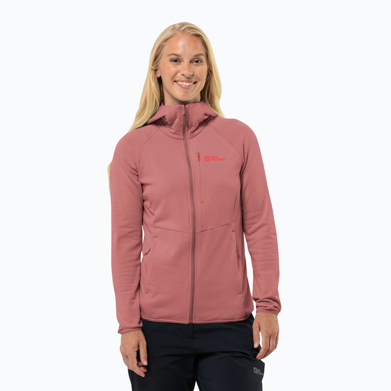 Dámská fleecová mikina Jack Wolfskin dámská fleecová bunda Kolbenberg Hooded Fz mineral red
