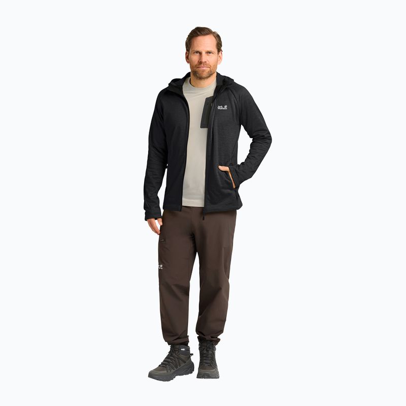Pánská trekingová mikina Jack Wolfskin Peak District Hooded Full Zip black 2