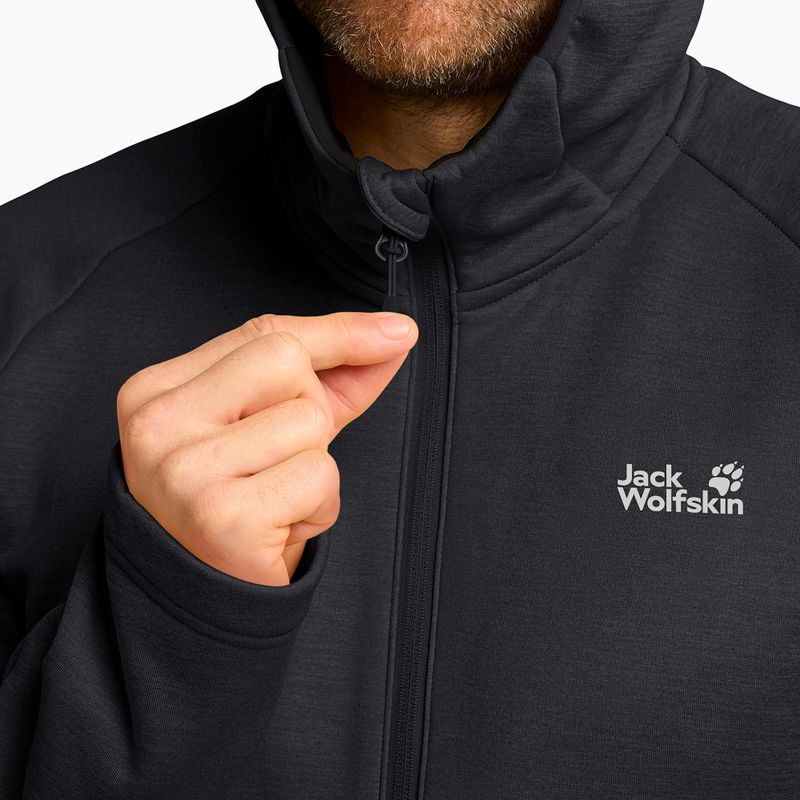 Pánská trekingová mikina Jack Wolfskin Peak District Hooded Full Zip black 5