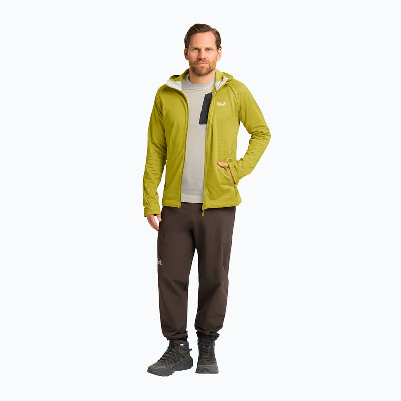 Pánská trekingová mikina Jack Wolfskin Peak District Hooded Full Zip chartreuse 2