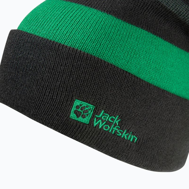 Dětská zimní čepice Jack Wolfskin Stripy Knit slate green/mystic 3