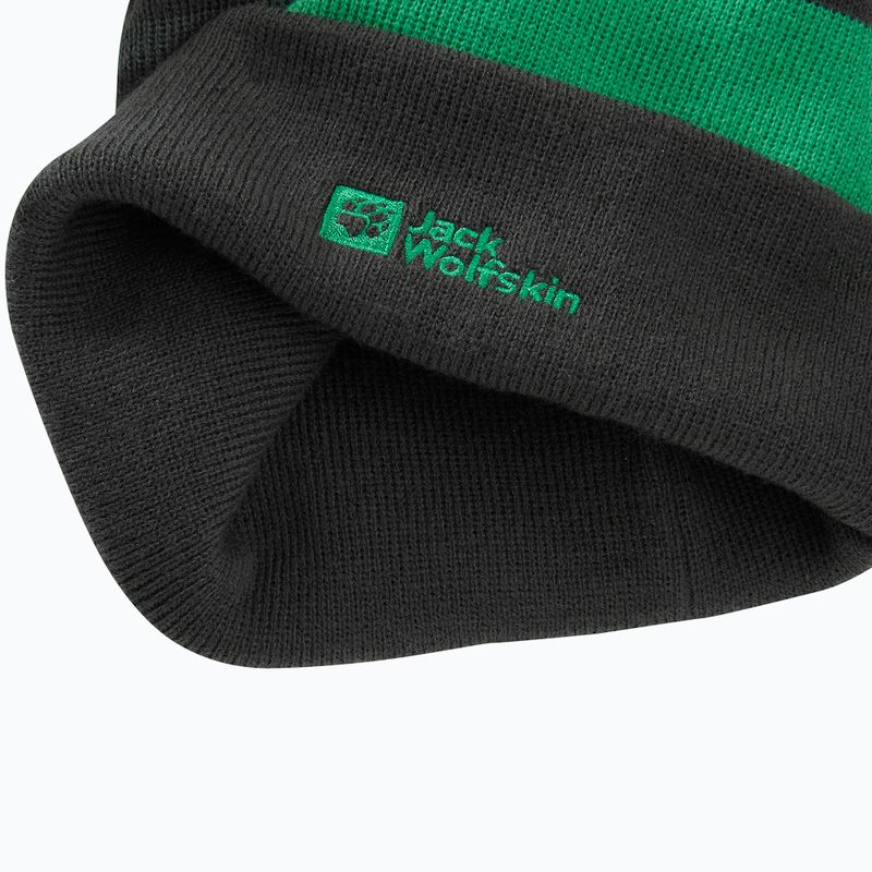 Dětská zimní čepice Jack Wolfskin Stripy Knit slate green/mystic 5