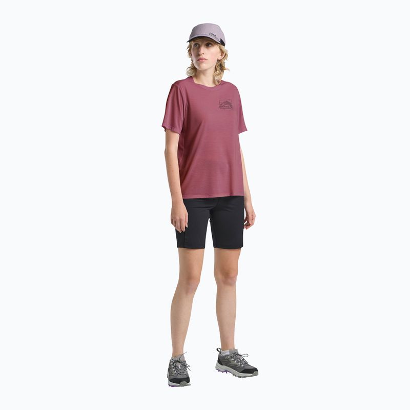 Dámské tričko Jack Wolfskin Vonnan Graphic ridge leaf raisin 2