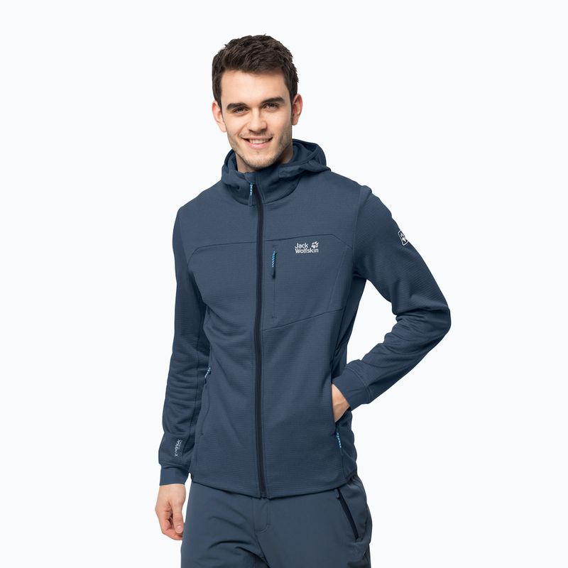 Pánská fleece mikina Jack Wolfskin Hydro Grid tmavě modrá 1710001_1383