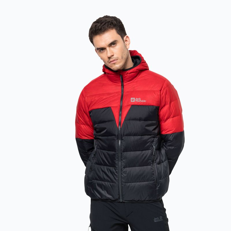 Pánská péřová bunda Jack Wolfskin Dna Tundra Down Hoody černo-červená 1206612_2206_006