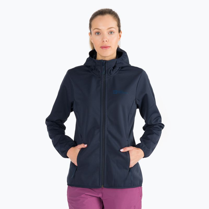 Dámská softshellová bunda Jack Wolfskin Windhain Hoody tmavě modrá 1307481_1010