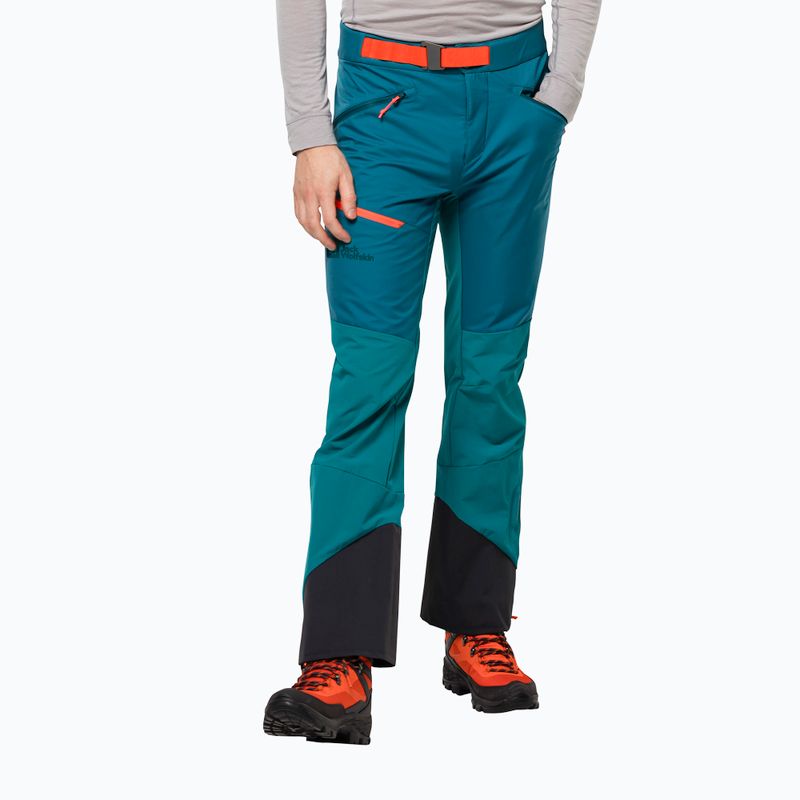 Jack Wolfskin pánské modrozelené lyžařské kalhoty Alpspitze 1507511
