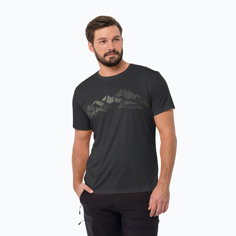 Pánské trekingové tričko  Jack Wolfskin Peak Graphic černé 1807183