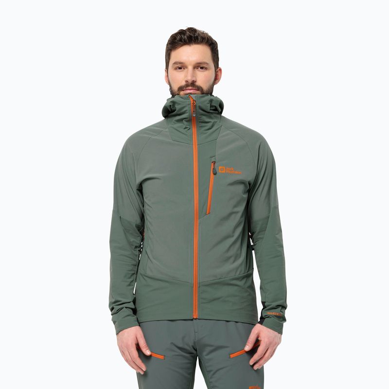Jack Wolfskin pánská softshellová bunda Alpspitze Hoody hedge green
