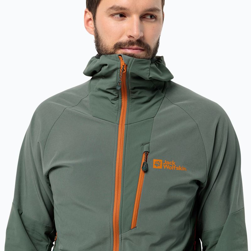 Jack Wolfskin pánská softshellová bunda Alpspitze Hoody hedge green 3