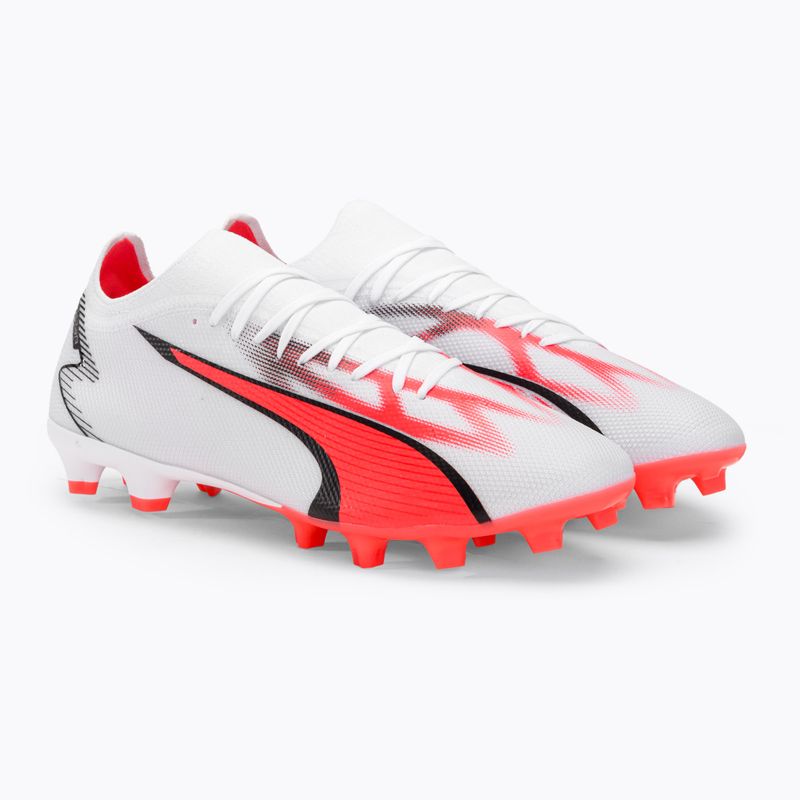 PUMA Ultra Match FG/AG pánské kopačky puma white/puma black/fire orchid 4