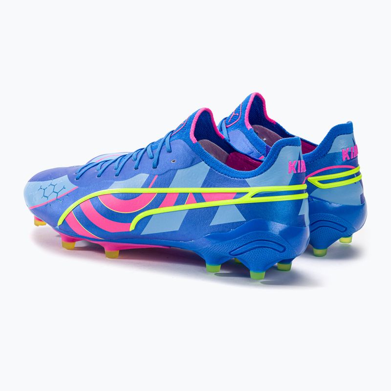 PUMA King Ultimate Energy FG/AG pánské kopačky ultra blue/luminous pink/luminous blue 3