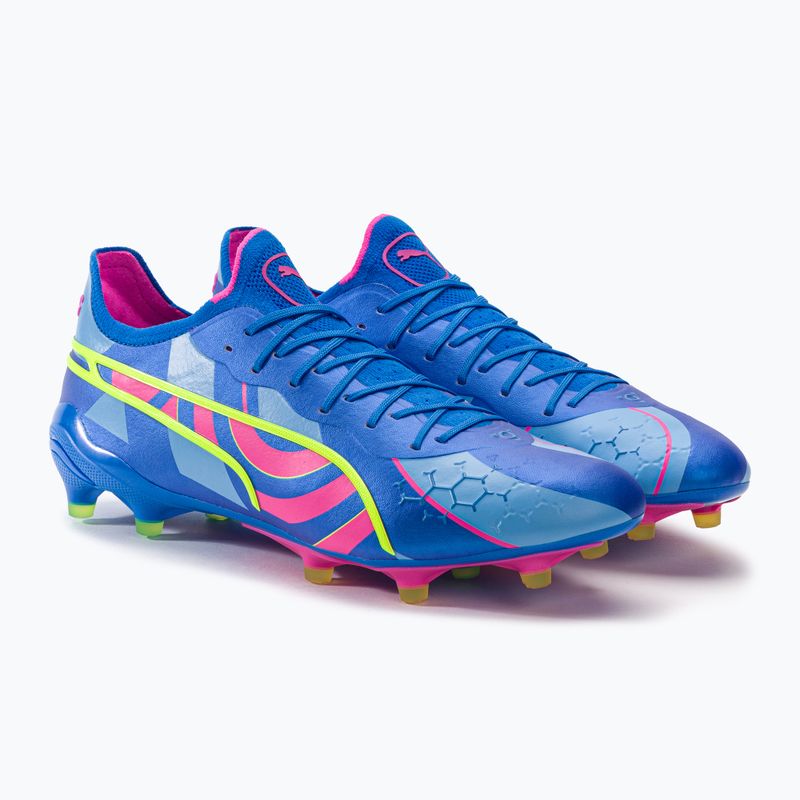 PUMA King Ultimate Energy FG/AG pánské kopačky ultra blue/luminous pink/luminous blue 4