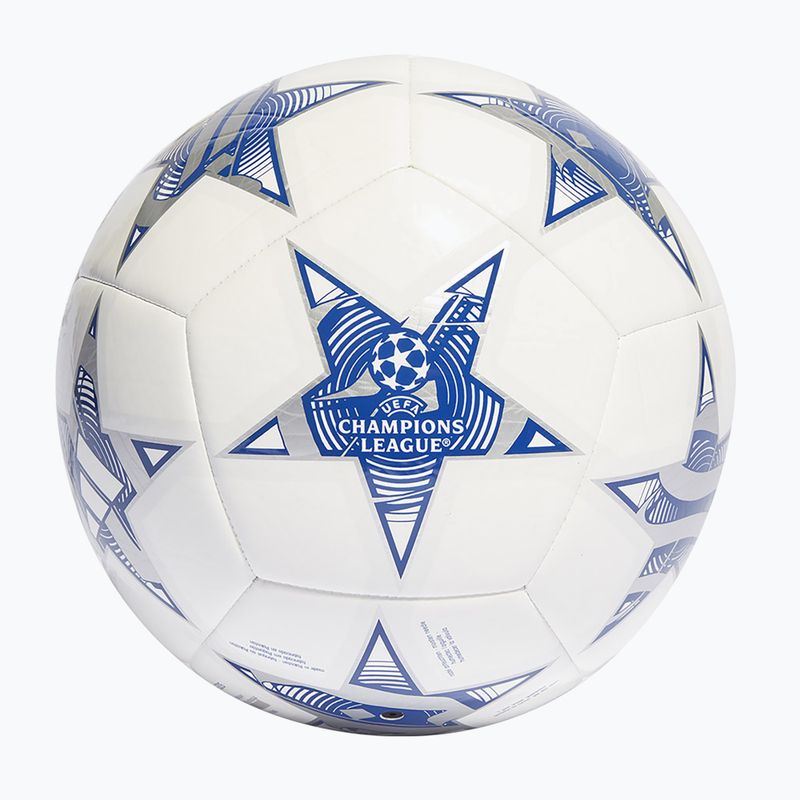 adidas UCL Club 23/24 fotbalový míč bílá/železná metalíza/šokově fialová/jasně azurová velikost 4