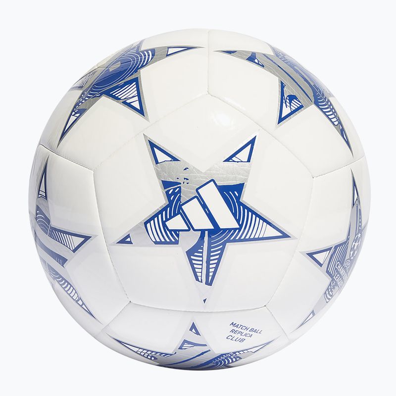 adidas UCL Club 23/24 fotbalový míč bílá/železná metalíza/šokově fialová/jasně azurová velikost 4 2