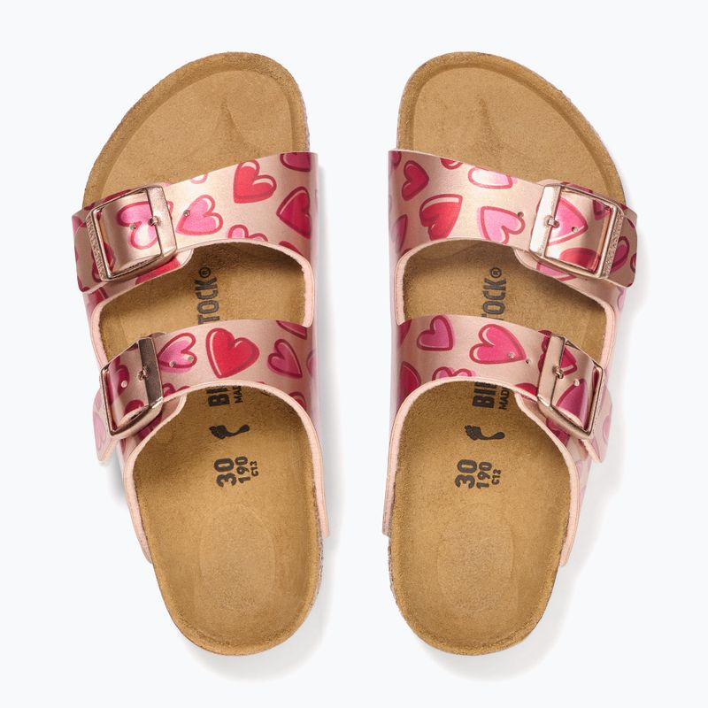 Dětské nazouváky BIRKENSTOCK Arizona Birko-Flor Narrow electric metallic copper hearts 3