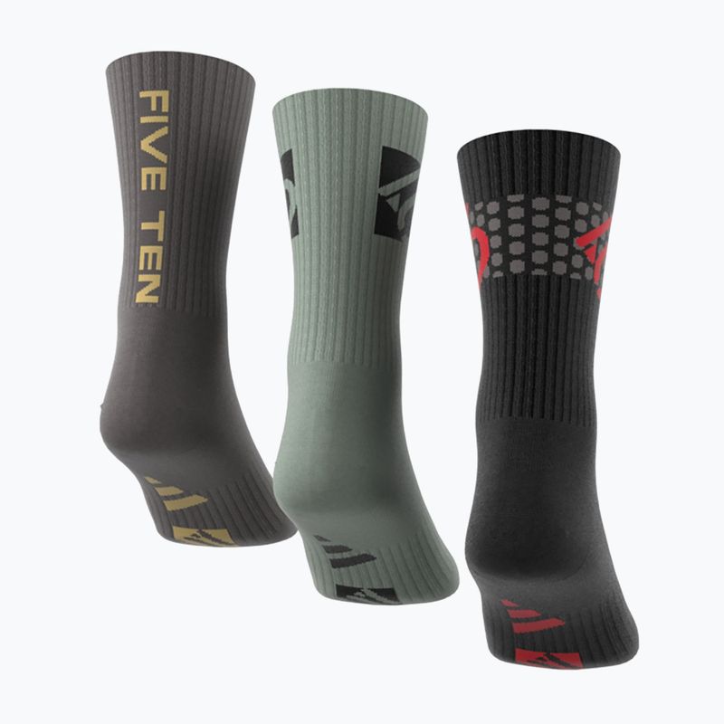 adidas FIVE TEN Cushioned Crew Socks 3 páry černá/stříbrná/zelená/uhlí 5