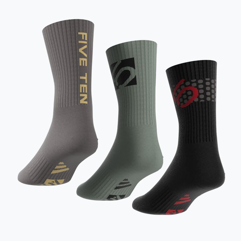 adidas FIVE TEN Cushioned Crew Socks 3 páry černá/stříbrná/zelená/uhlí 6