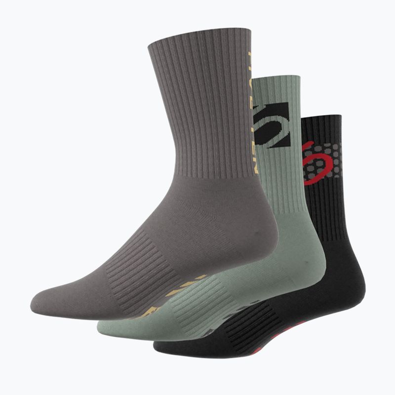 adidas FIVE TEN Cushioned Crew Socks 3 páry černá/stříbrná/zelená/uhlí 7