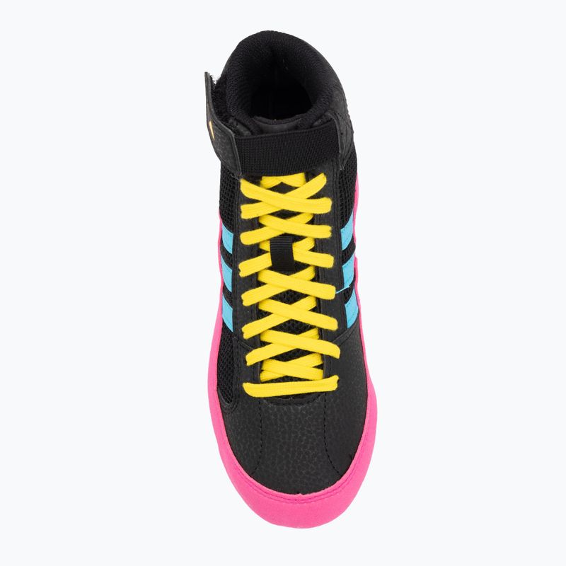 Dětské boxerské boty adidas Havoc core black/signal cyan/yellow 5