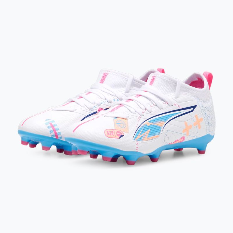 Dětské kopačky PUMA Ultra 5 Match Vol. Up FG/AG Jr puma white/luminous blue