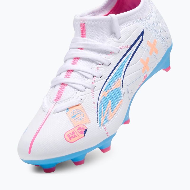 Dětské kopačky PUMA Ultra 5 Match Vol. Up FG/AG Jr puma white/luminous blue 5