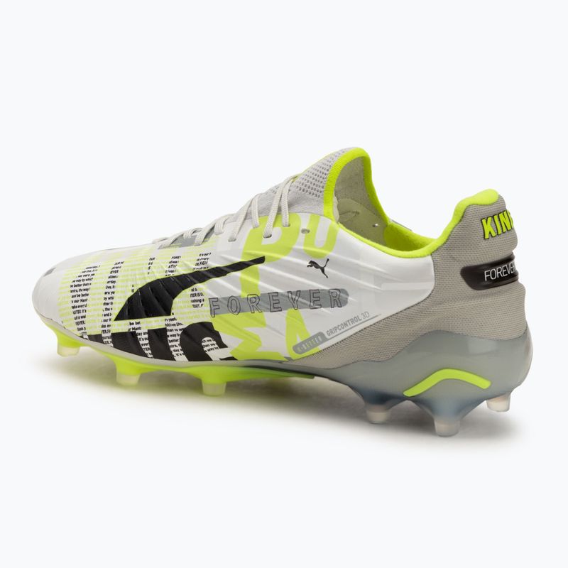 Pánské kopačky PUMA King Ultimate Forever FG/AG feather gray/electric lime/puma white/flat light gray 3