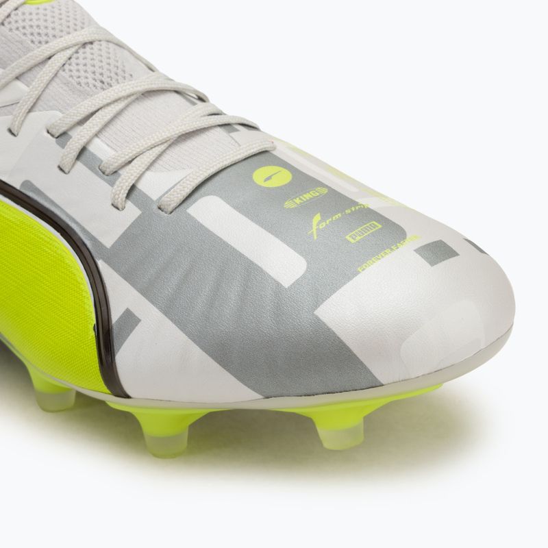 Pánské kopačky PUMA King Ultimate Forever FG/AG feather gray/electric lime/puma white/flat light gray 7