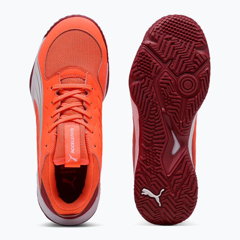 Dětské boty na házenou PUMA Accelerate Jr glowing red/white/dark crimson/black 10