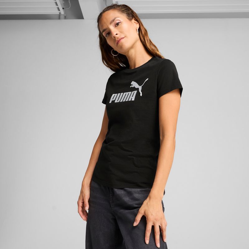 Dámské tričko PUMA ESS Metallic No. 1 Logo Tee puma black/metallic silver 3