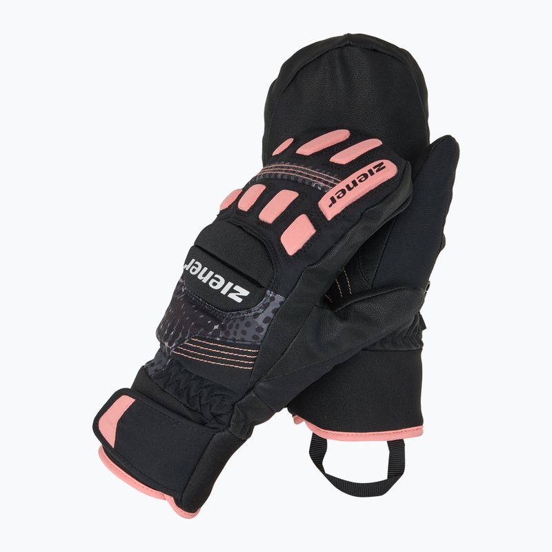 Dětské lyžařské rukavice ZIENER Luron Aquashield PR Mitten black/pink vani
