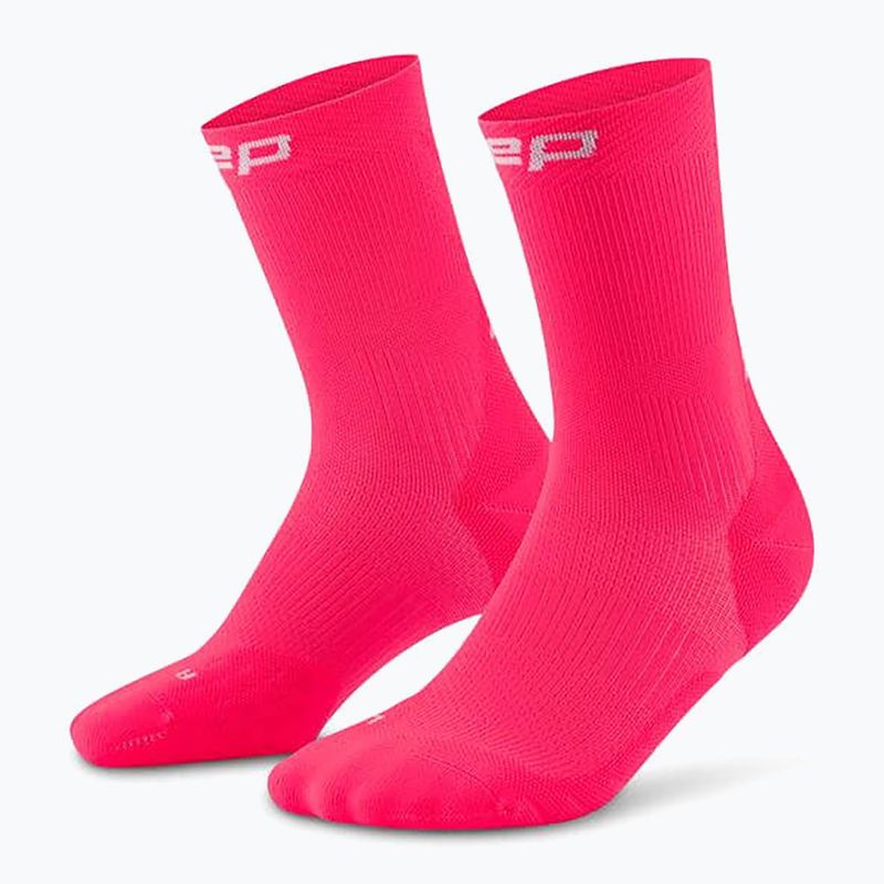 Dámské kompresní ponožky CEP Run Mid Cut 5.0 pink