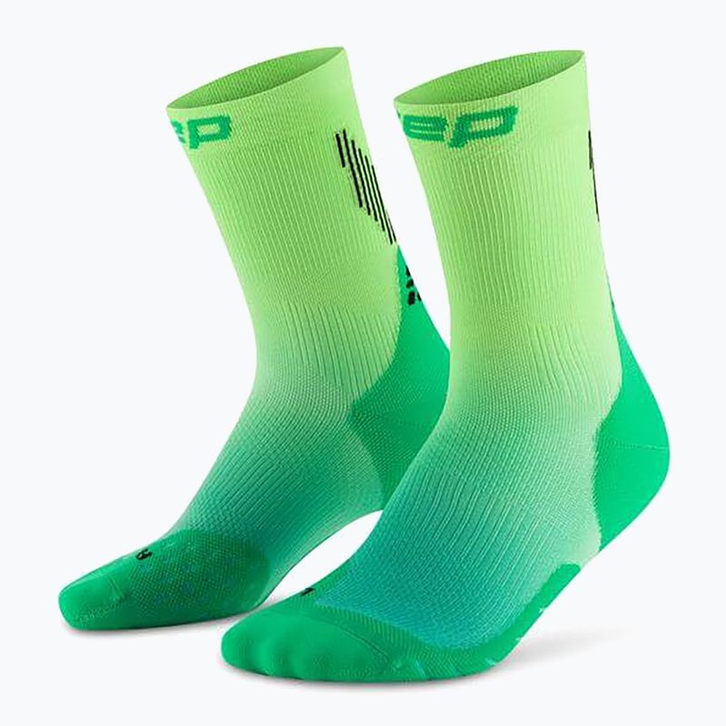 Dámské kompresní ponožky CEP Run Edt. Gradient Mid Cut Compression 5.0 green/lime fade