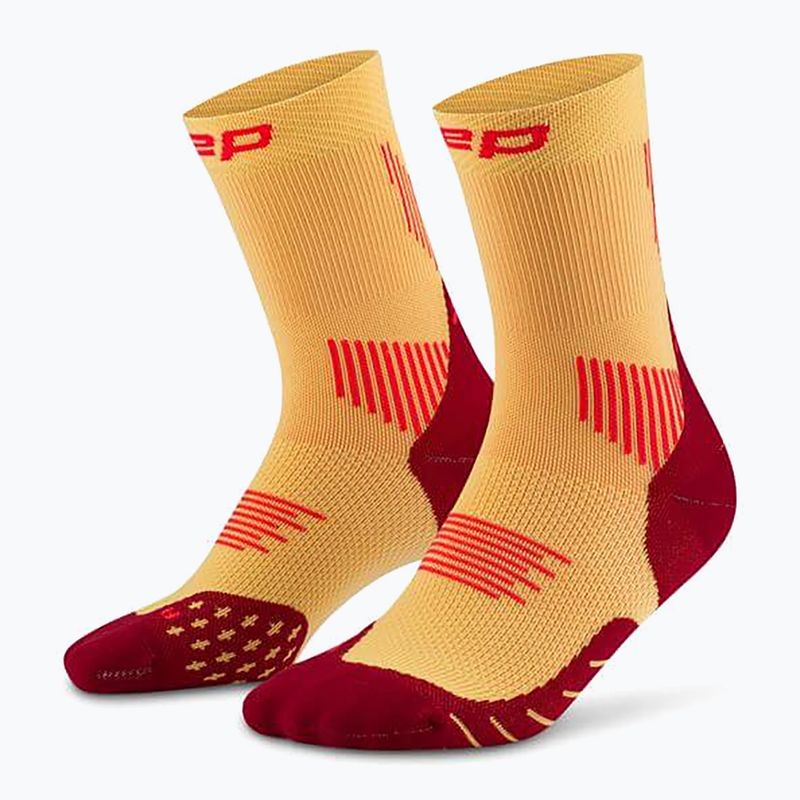 Dámské kompresní ponožky CEP Run Mid Cut 5.0 marigold/burgundy