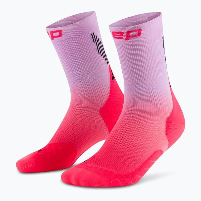 Dámské kompresní ponožky CEP Run Edt. Gradient Mid Cut Compression 5.0 pink/lilac fade