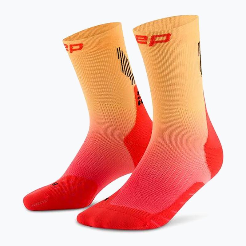 Pánské kompresní ponožky CEP Run Edt. Gradient Mid Cut Compression 5.0 red/marigold fade