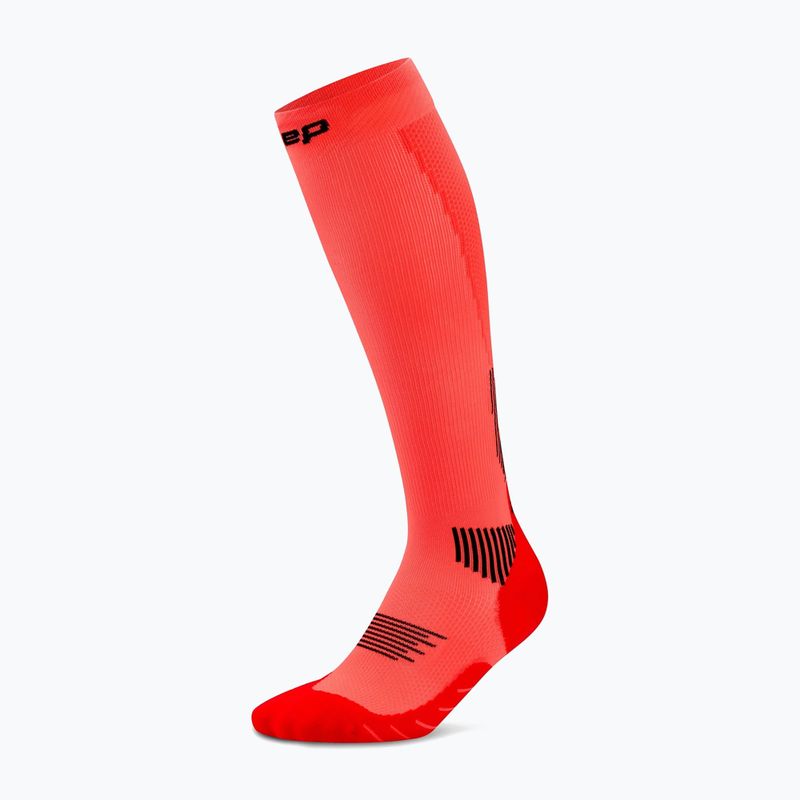 Dámské kompresní ponožky CEP Run Tall 5.0 neon coral 2