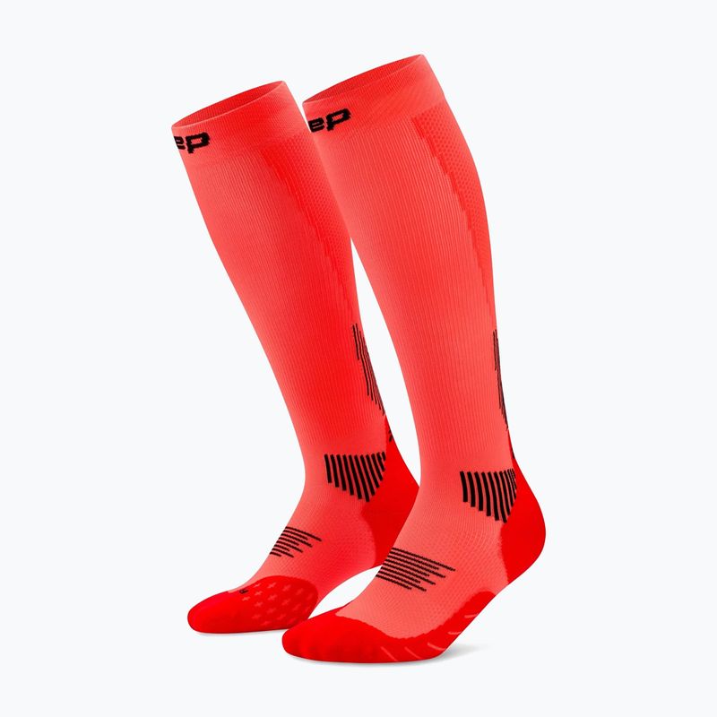 Pánské kompresní ponožky CEP Run Tall 5.0 neon coral