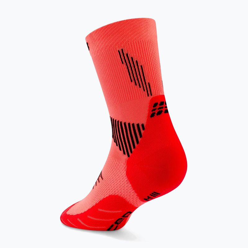 Pánské kompresní ponožky CEP Run Mid Cut 5.0 neon coral 3