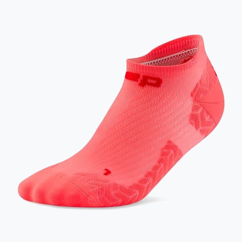 Pánské kompresní ponožky CEP Ultralight No Show 4.0 neon coral/red 2