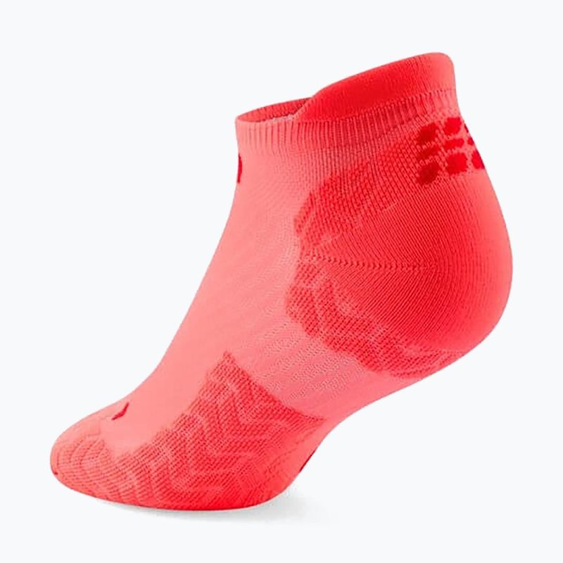 Pánské kompresní ponožky CEP Ultralight No Show 4.0 neon coral/red 3