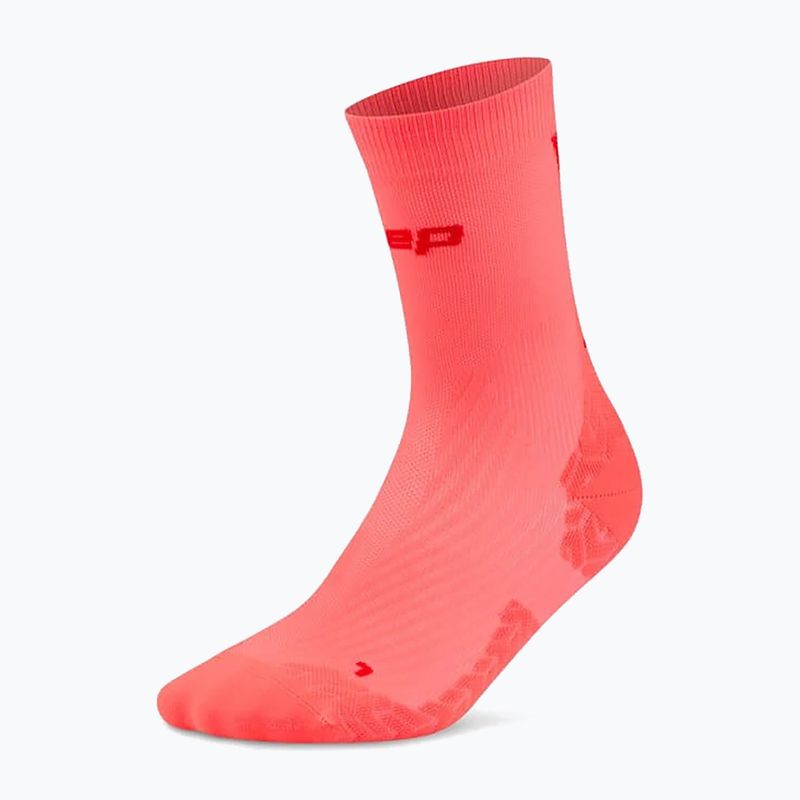 Pánské kompresní ponožky CEP Ultralight Mid Cut 4.0 neon coral/red 2