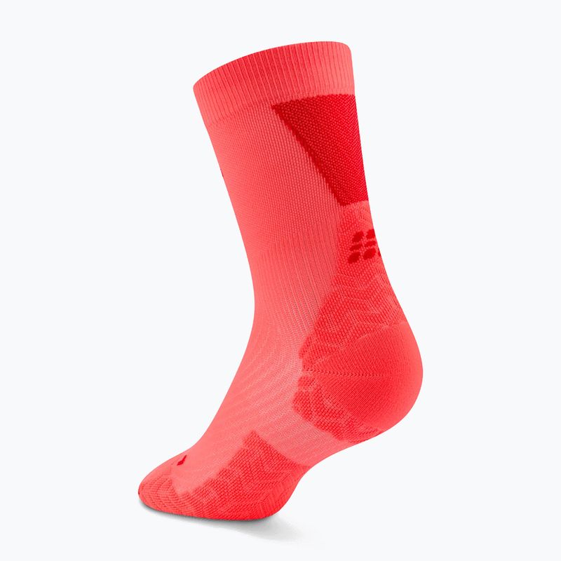 Pánské kompresní ponožky CEP Ultralight Mid Cut 4.0 neon coral/red 3
